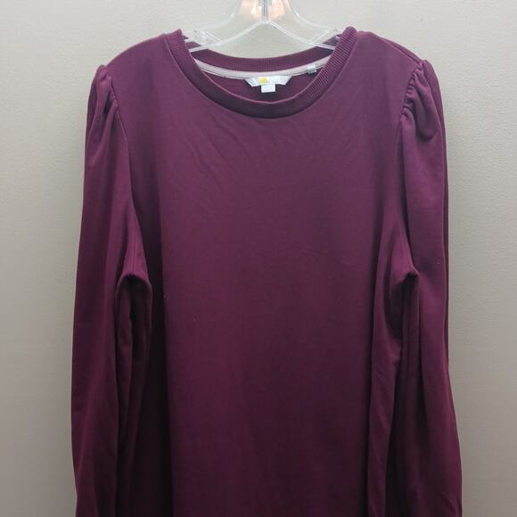 Boden Stretch Puff Sleeve Crew Neck Dress Winter Burgundy Maroon Size 16R - Picture 7 of 10